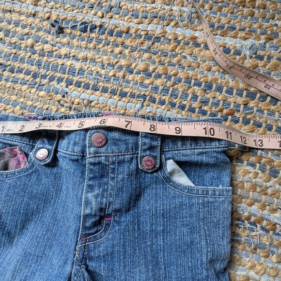 Vtg Y2K Disney Princess Jeans Girls 4T Ramie Blend Pink Plaid Trim Embroidered H - Picture 7 of 8